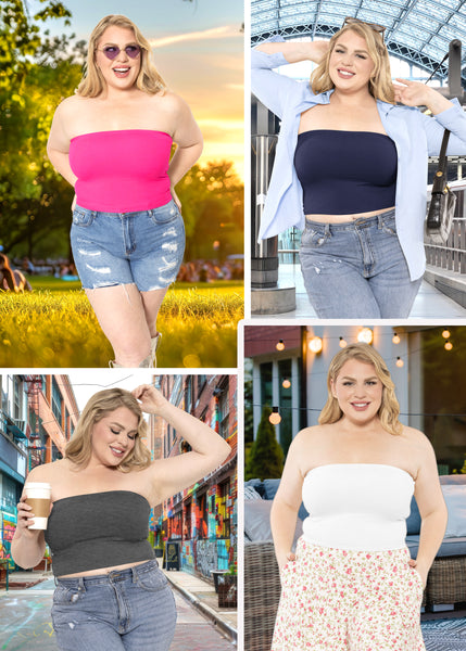 Women's Regular and Plus Size Crop Tube Top