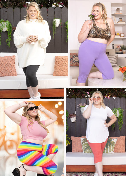 Women's Regular and Plus Size Knee Length Cotton Leggings | X-Small to 5X