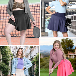 Women’s and Plus Ultra Flex High Waist Tennis Skirt with Pockets and Built in Shorts