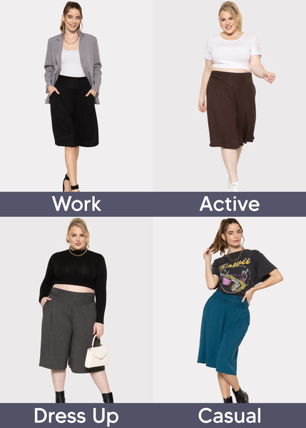 Women's Straight Leg and Flowy Gaucho Pants with Pockets | Small to 3X