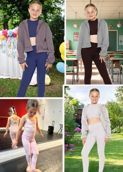 Girl's Cotton Stretch High Waisted Leggings | Size 4 to 14