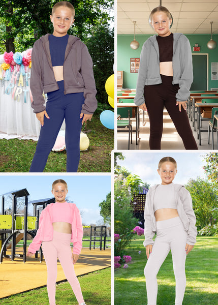 Girl's Cotton Stretch High Waisted Leggings | Size 4 to 14