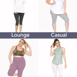 Women's and Plus Size High Rise Knee Leggings