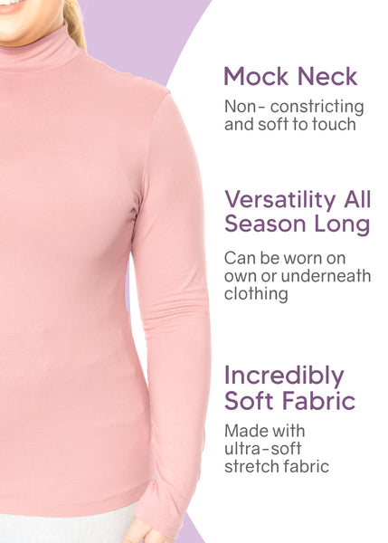 Women's and Plus Oh So Soft Long Sleeve Mock Turtleneck Top Regular Fit Everyday Wear