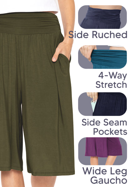 Women's Straight Leg and Flowy Gaucho Pants with Pockets | Small to 3X