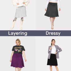 Women's & Plus Size Knee Length Ruched Waist Flowy Skirt | Small to 3X