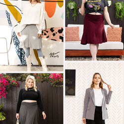 Women's & Plus Size Knee Length Ruched Waist Flowy Skirt | Small to 3X