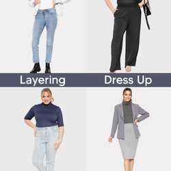 Women's Plus Size Warm Short Sleeve Turtleneck Top | Ultra Soft