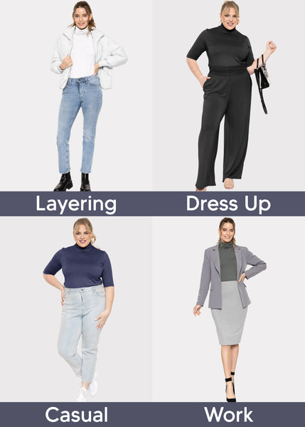 Women's Plus Size Warm Short Sleeve Turtleneck Top | Ultra Soft