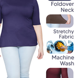 Women's Plus Size Warm Short Sleeve Turtleneck Top | Ultra Soft